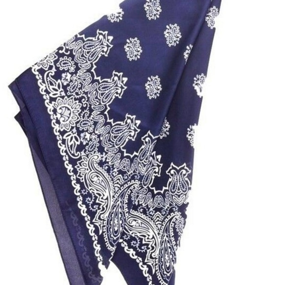 Chiffon Hair Scarf ~ Navy Paisley - Picture 4 of 7